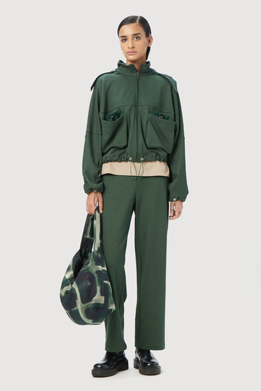 Easy Fit Hoodie with Adjustable Elasticated Waist - Forest Green - Genes Lecoanet Hemant