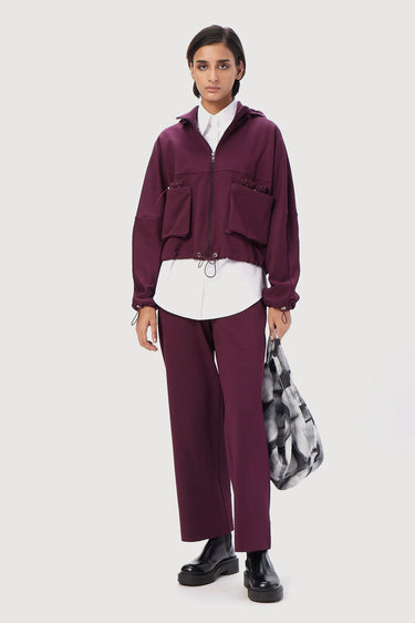 Easy Fit Hoodie with Adjustable Elasticated Waist - Wine