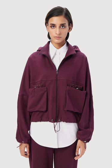 Easy Fit Hoodie with Adjustable Elasticated Waist - Wine