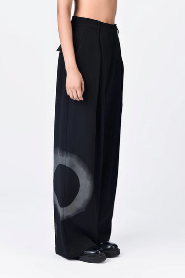 Easy Fit Pleated Trousers with Flap Pockets & Eclipse Print - Genes Lecoanet Hemant
