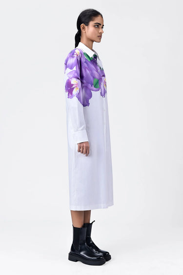 Easy-Fit Shirt Dress With Floral Print - Genes Lecoanet Hemant