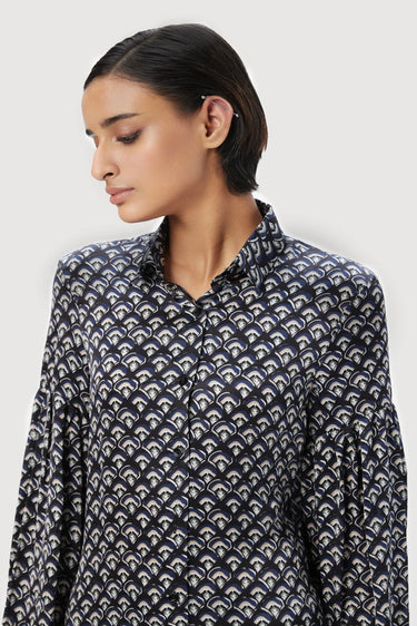 Easy Fit Shirt Dress with Pleated Sleeves - Genes Lecoanet Hemant