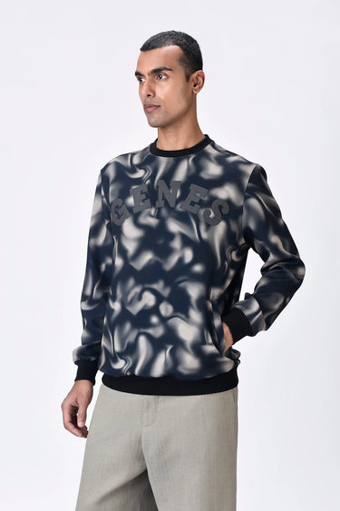 Easy Fit Sweatshirt with Genes Text and Aurora Print