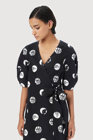 Easy-Fit Wrap-Around Dress with Tie-Up Straps - Genes Lecoanet Hemant