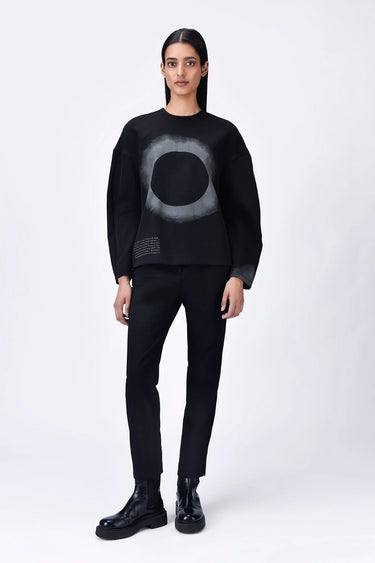 Eclipse print Black Banana Crepe Sweatshirt - Genes Lecoanet Hemant