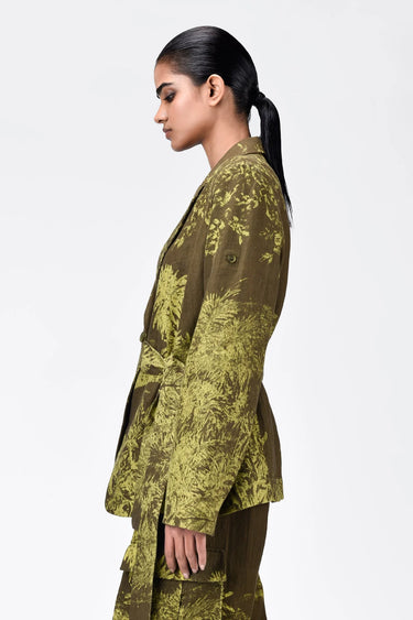 Elegant Monotone Landscape Jacket with Side Tie-Up Closure - Genes Lecoanet Hemant