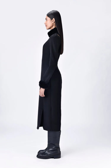 Faux Fur Collar Slim Fit Dress