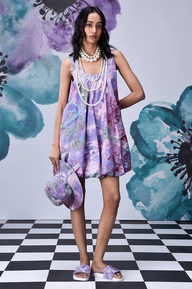 French Lavender Loose Fit Balloon Dress - Genes Online Store