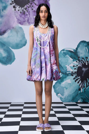 French Lavender Loose Fit Balloon Dress - Genes Online Store