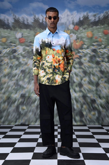 Garden Print Poplin Regular Fit Shirt - Genes Online Store