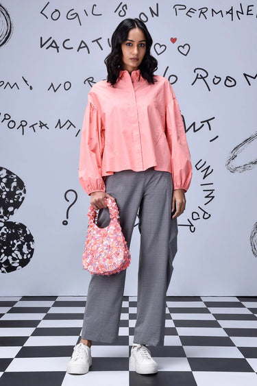 Gather Heart Relax Fit Shirt- Coral Peach - Genes Online Store
