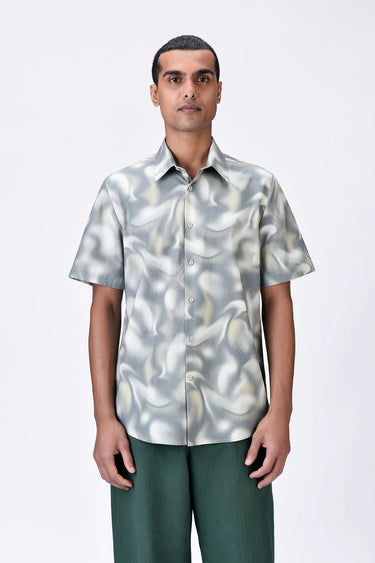 Giza Cotton Half Sleeve Shirt with Aurora Print