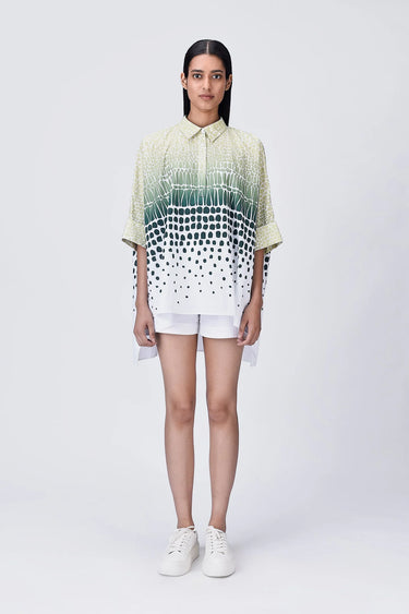 Giza Cotton Oversized Shirt with Cell Degrade Print - Genes Lecoanet Hemant