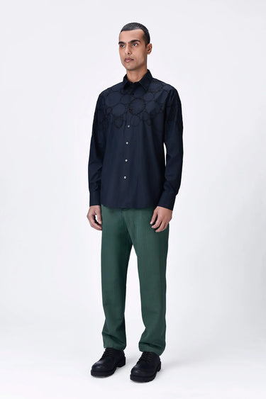 Giza Cotton Poplin Embroidered Shirt Black - Genes Lecoanet Hemant