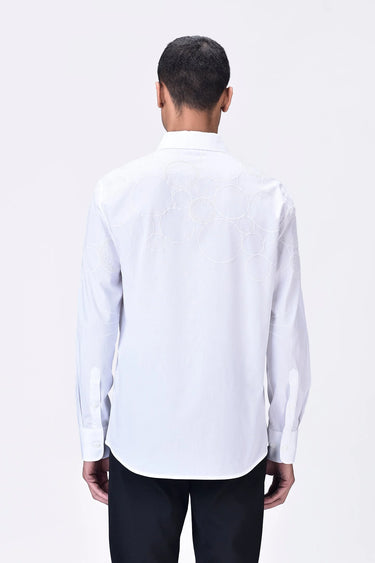 Giza Cotton Poplin Embroidered Shirt White - Genes Lecoanet Hemant