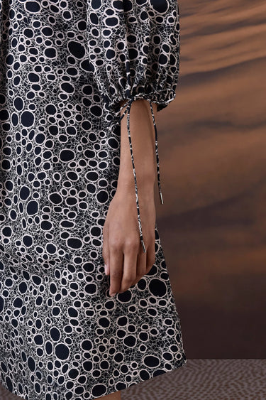 Designer Giza cotton dress with statement graphic pattern for modern women