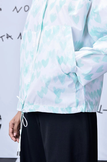 Heart Print Oversized Shirt - Nile Green - Genes Online Store