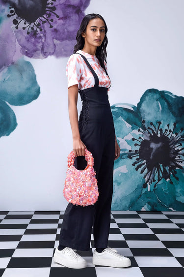 Highwaist Lace-up Relax Fit Overalls - Genes Online Store