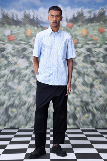 Labyrinth Cotton Regular Fit Shirt- Light Blue - Genes Online Store