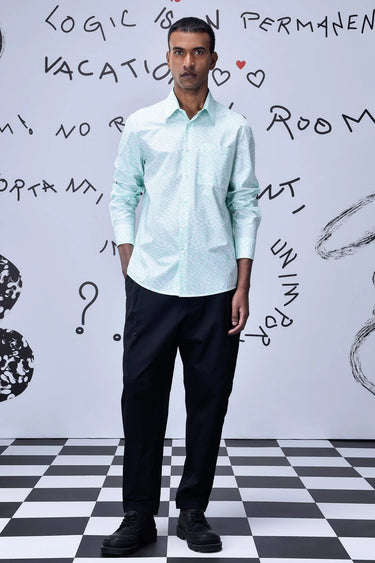 Labyrinth Cotton Regular Fit Shirt- Nile Green - Genes Online Store