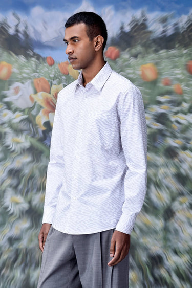 Labyrinth Cotton Regular Fit Shirt- Pearl Grey - Genes Online Store