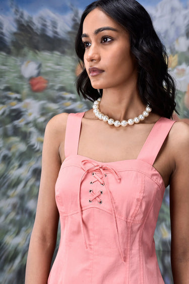 Lace-up dress for women styled for evening and occasion wear