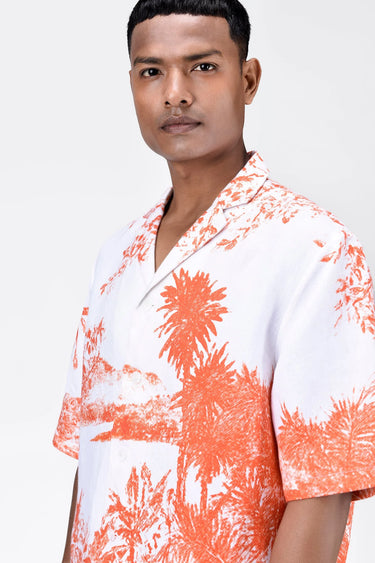 Light Linen Shirt with Landscape Print - Genes Lecoanet Hemant