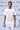 White cotton T-shirt with rabbit line artwork and relaxed fit