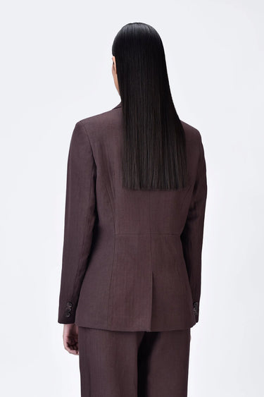 Linen Jacket with Darts - Chocolate Brown - Genes Lecoanet Hemant