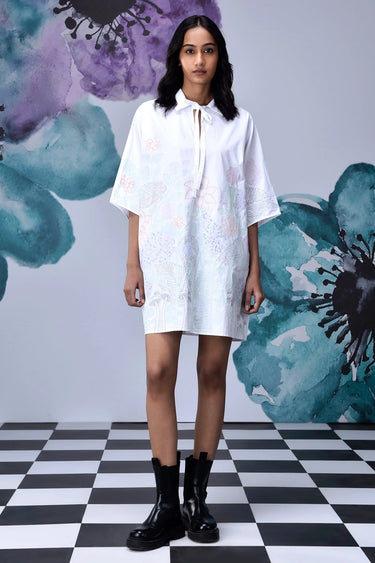 Living Flower A-Line Fit Embroidery Dress - Genes Online Store