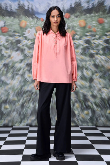 Malmal Lace up Relax Fit Top- Coral Peach - Genes Online Store