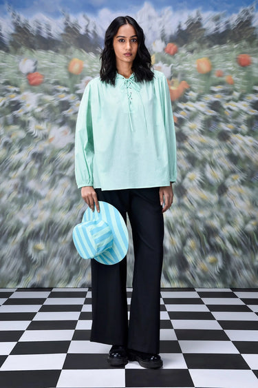Malmal Lace up Relax Fit Top- Nile Green - Genes Online Store