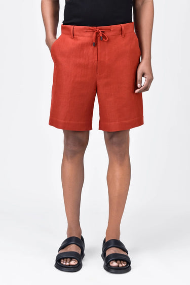 Men's Easy Fit Drawstring Shorts-Coral Orange - Genes Lecoanet Hemant