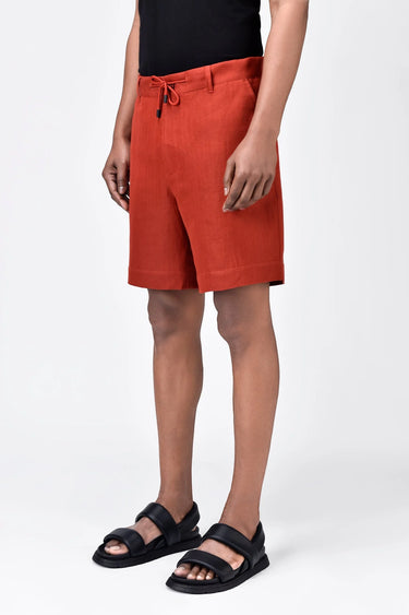 Men's Easy Fit Drawstring Shorts-Coral Orange - Genes Lecoanet Hemant