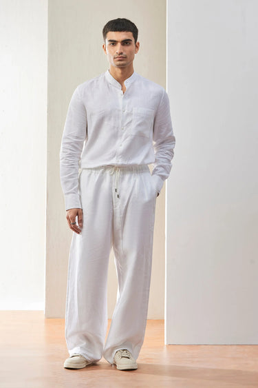 Men's Linen Shirt with Tonal Signature Details - Genes Lecoanet Hemant