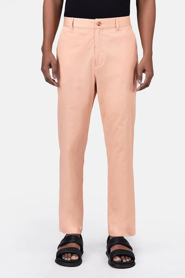 Men's Regular Fit Corduroy Trousers-Light Peach - Genes Lecoanet Hemant