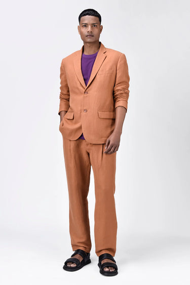Men's Regular Fit Two-Button Jacket Salmon Pink - Genes Lecoanet Hemant