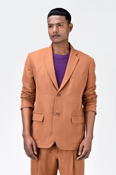 Men's Regular Fit Two-Button Jacket Salmon Pink - Genes Lecoanet Hemant