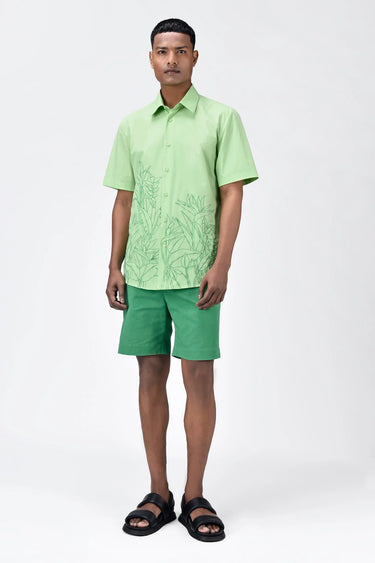 Men's Tropical Tonal Thread Regular Fit Cotton Poplin Shirt - Genes Lecoanet Hemant