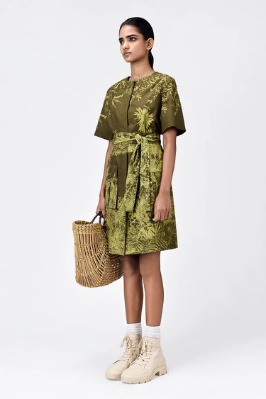 Monotone Landscape Print Dress - Genes Lecoanet Hemant