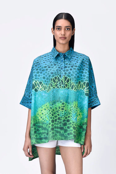Multi-Color Microcell Print Oversized Shirt - Genes Lecoanet Hemant