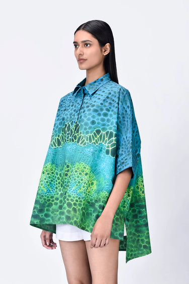 Multi-Color Microcell Print Oversized Shirt - Genes Lecoanet Hemant