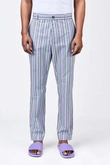 Multicolor Stripes Regular Fit Men's Trousers - Genes Lecoanet Hemant