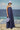Navy Giza cotton sleeveless dress for women with pleated detailing