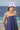 Navy dress for women with pleated design and clean neckline