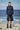 Navy relaxed shirt for women with oversized fit and fluid silhouette