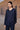Navy Silk Viscose Gathered Neck Shirt - Genes Online Store