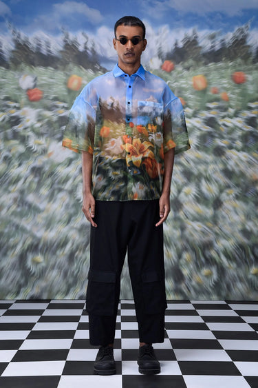 Organza Garden Print Oversized Shirt - Genes Online Store