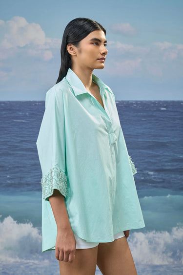 Oversized Boxy Shirt in Premium Cotton Poplin – Mint Green
