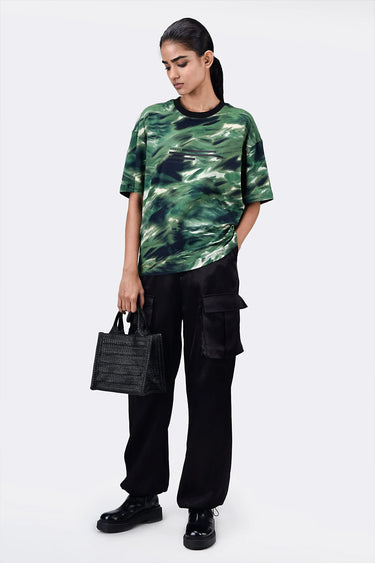 Oversized Camouflage Print Crew Neck T-Shirt - Genes Lecoanet Hemant